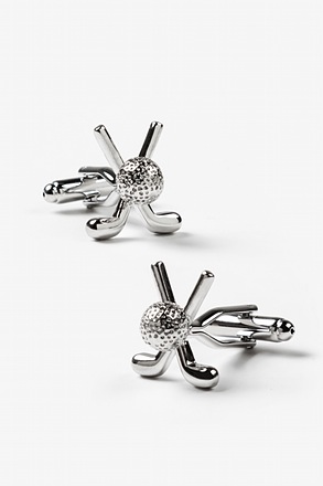 Crossed Golf Clubs Silver Cufflinks