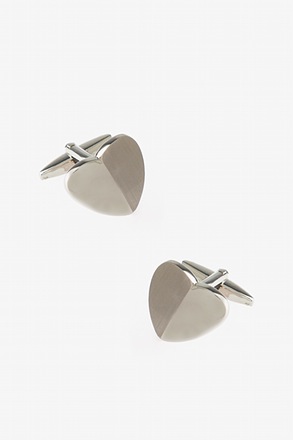 _Monochrome Heart Silver Cufflinks_