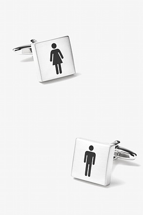 Restrooms Silver Cufflinks