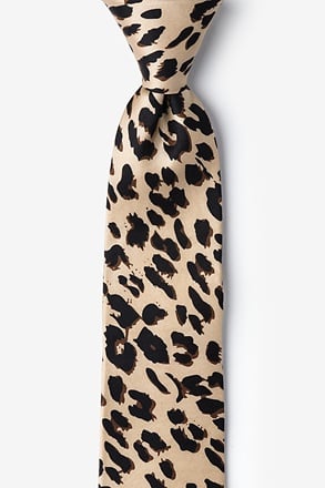 Leopard Print Tan/taupe Tie For Boys