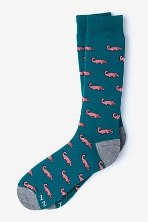 Alligator Teal Sock