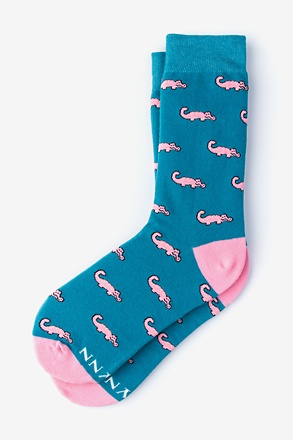 Alligator Teal Women's Sock