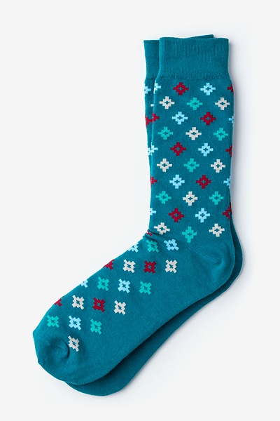 Turquoise Carded Cotton Alamitos Sock | Ties.com