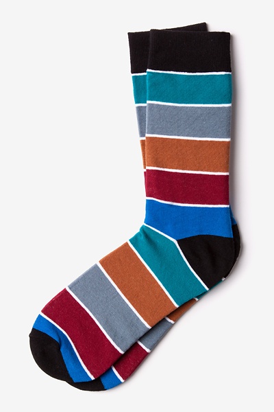 Turquoise Carded Cotton Cypress Stripe Sock | Ties.com