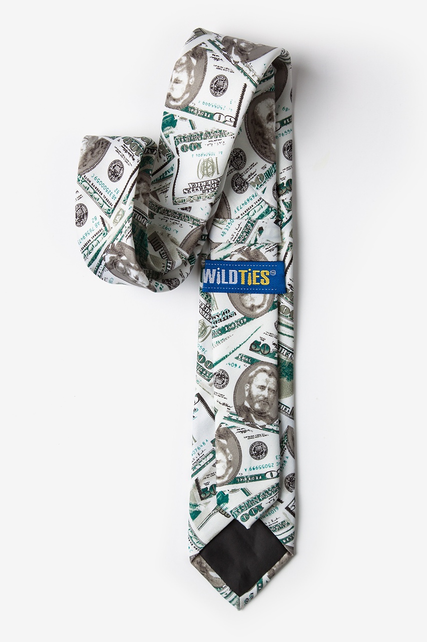 White Microfiber US Currency Tie For Boys | Ties.com