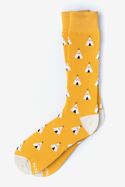 Yellow Teepee Sock | Camping Sock | Ties.com