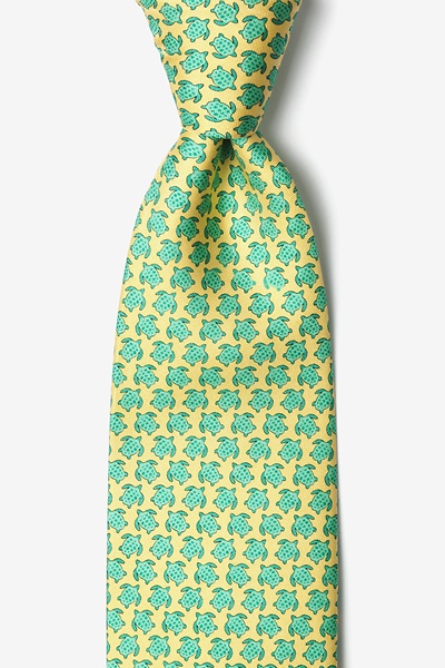 Micro Sea Turtles Yellow Silk Tie | Ocean Animal Neckties | Ties.com