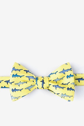 _Shark Print Yellow Self-Tie Bow Tie_